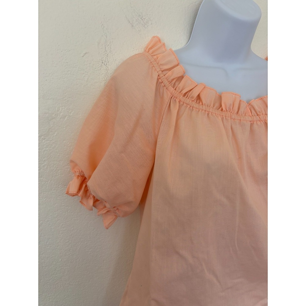 Vtg Square Dance blouse Bettye Small Peach Puff Sleeves Coquette Ballet Prairie - Picture 4 of 16